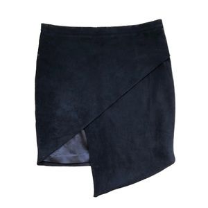 Asymmetrical Faux Suede Mini Skirt
